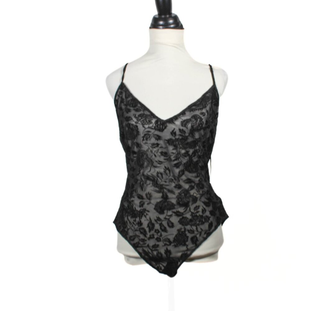 NWT Forever 21 Plus Size Black Lace Bodysuit – 1X, Sheer & Stretchy